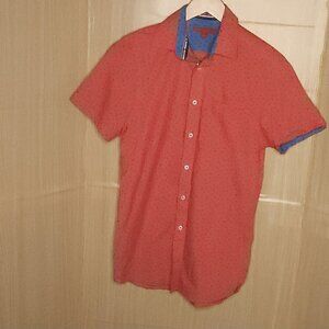 Report Collection Red Short Sleeve Bird Print Shirt Small